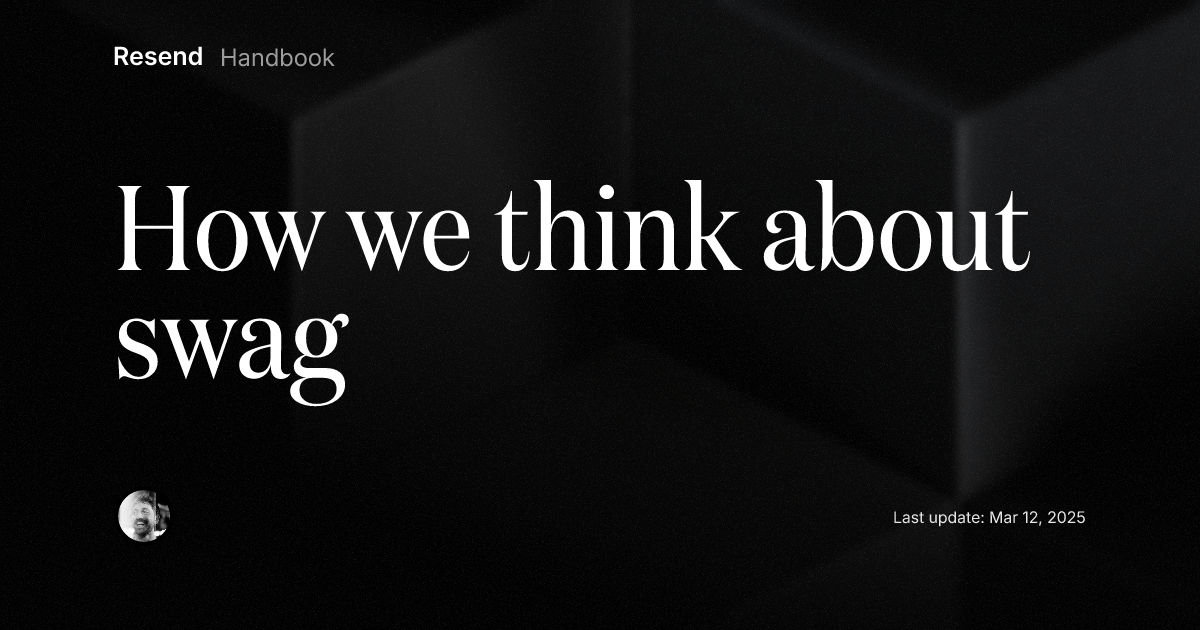 How we think about swag